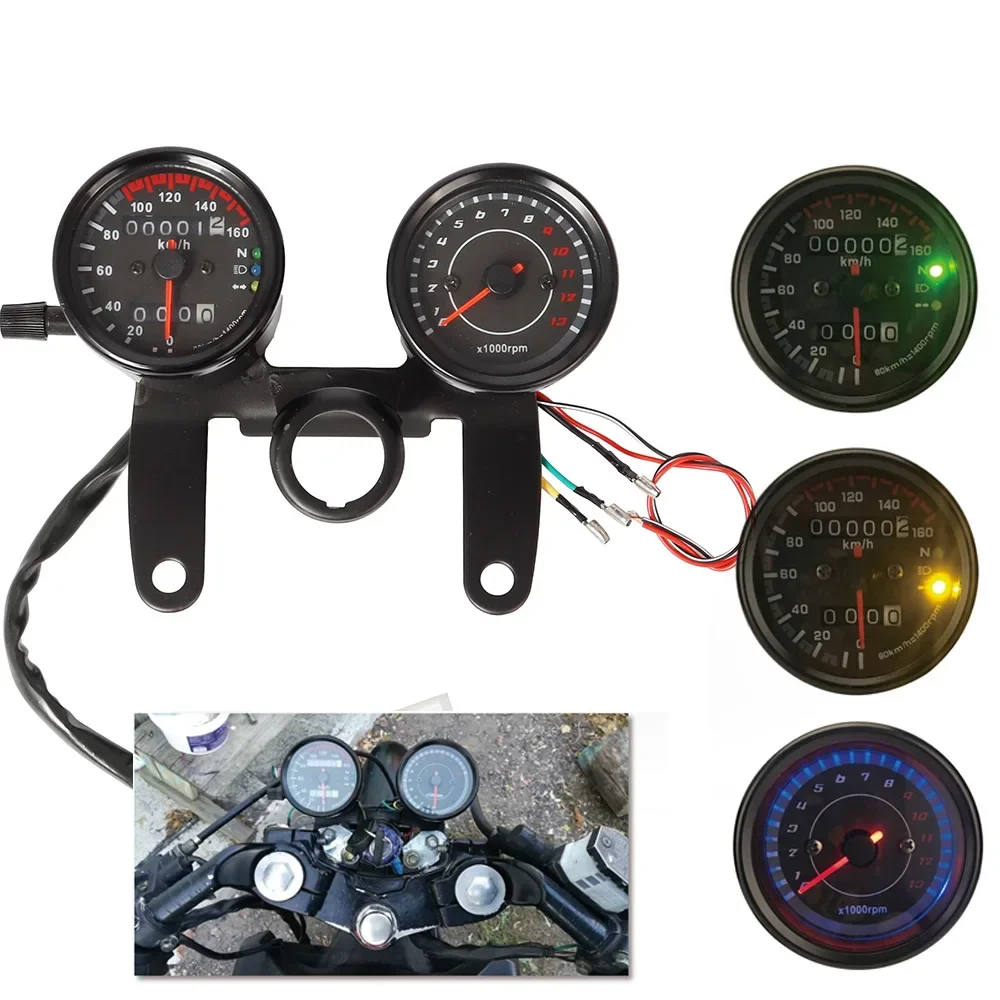 Odômetro 2 em 1 para motocicleta, velocímetro, tacômetro, medidor de velocidade LED modificado, odômetro universal para motocicleta