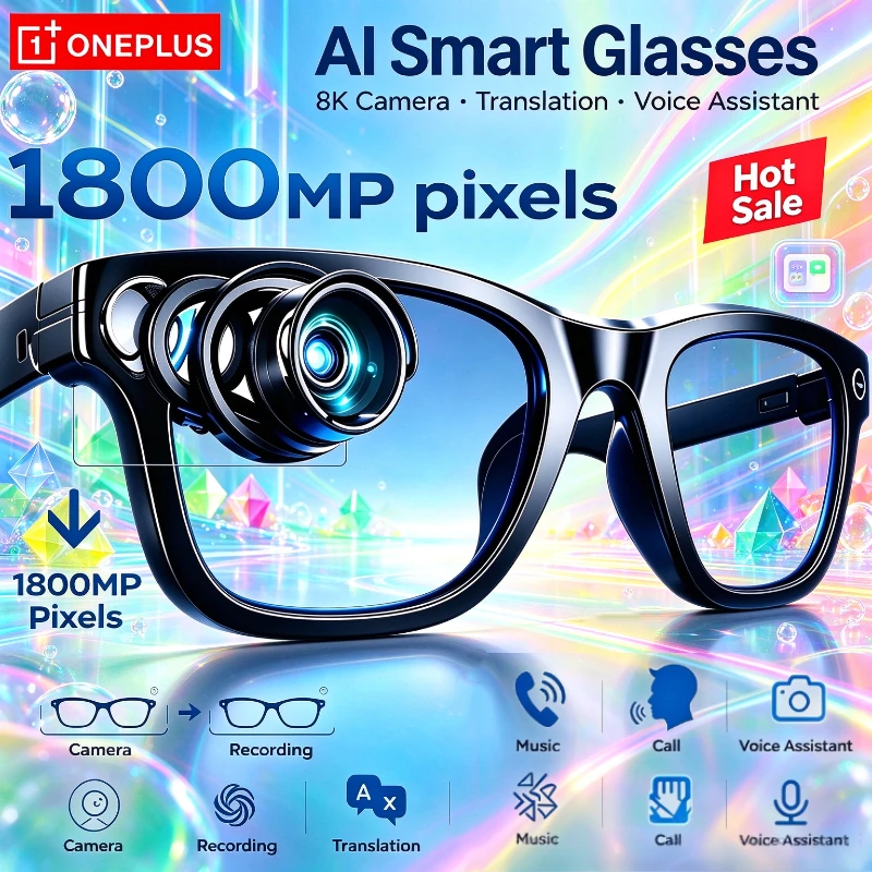 OnePlus Smart Bluetooth HD Glasses AI Motorcycle Goggles Player Surround Sound Touch Control Multifunctional Smart Glasses