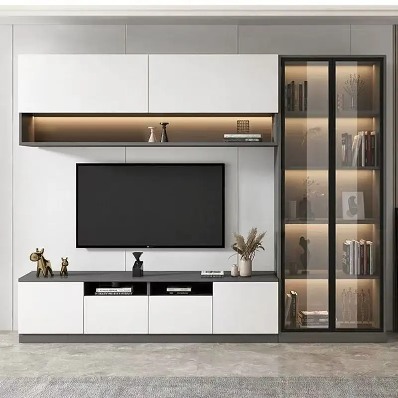 

Modern simple solid wood floor-to-ceiling TV cabinet small apartment living room exclusive storage artifact