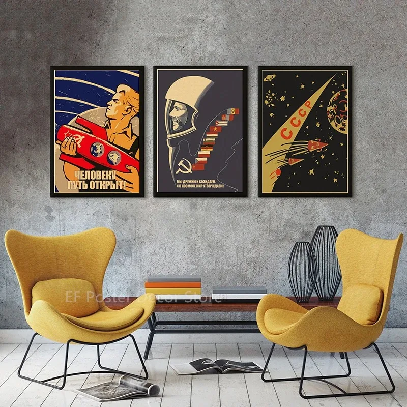Soviet Space Rocket Posters USSR Poster Spacecrafts Astronaut Home Room Club Bar Decor Canvas Painting Prints Art Wall Picture