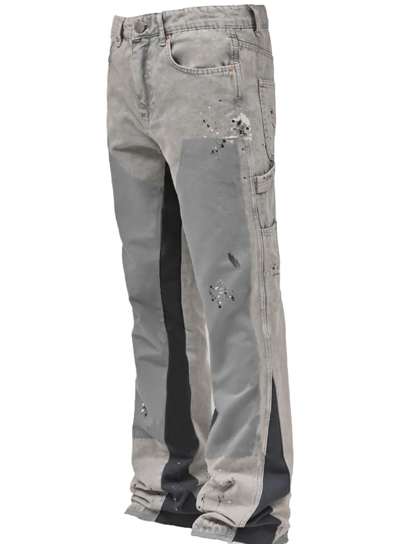 NONE Y2K Painted Patch Stacked Flare Denim Pants 3