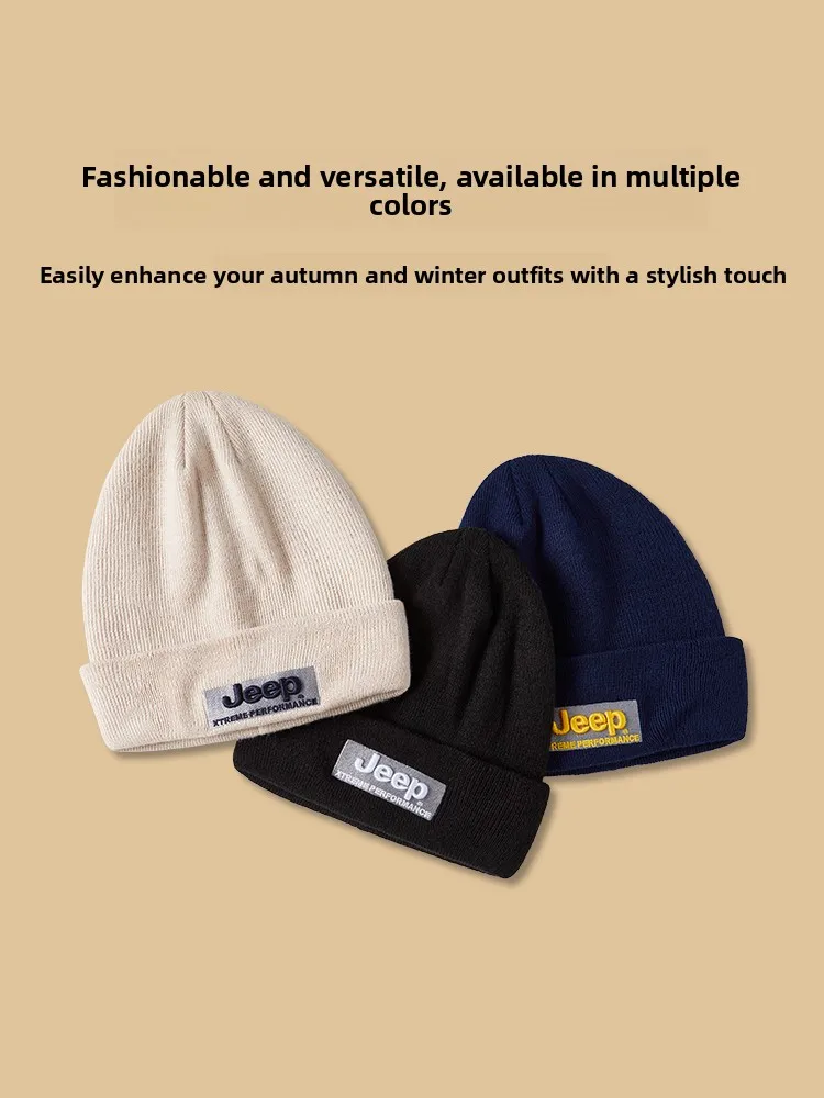 

Autumn Winter Knitted Hat Outdoor Warm Anti-Cold Woolen Cap High Elastic Big Head Circumference Yarn Heap Hat Unisex