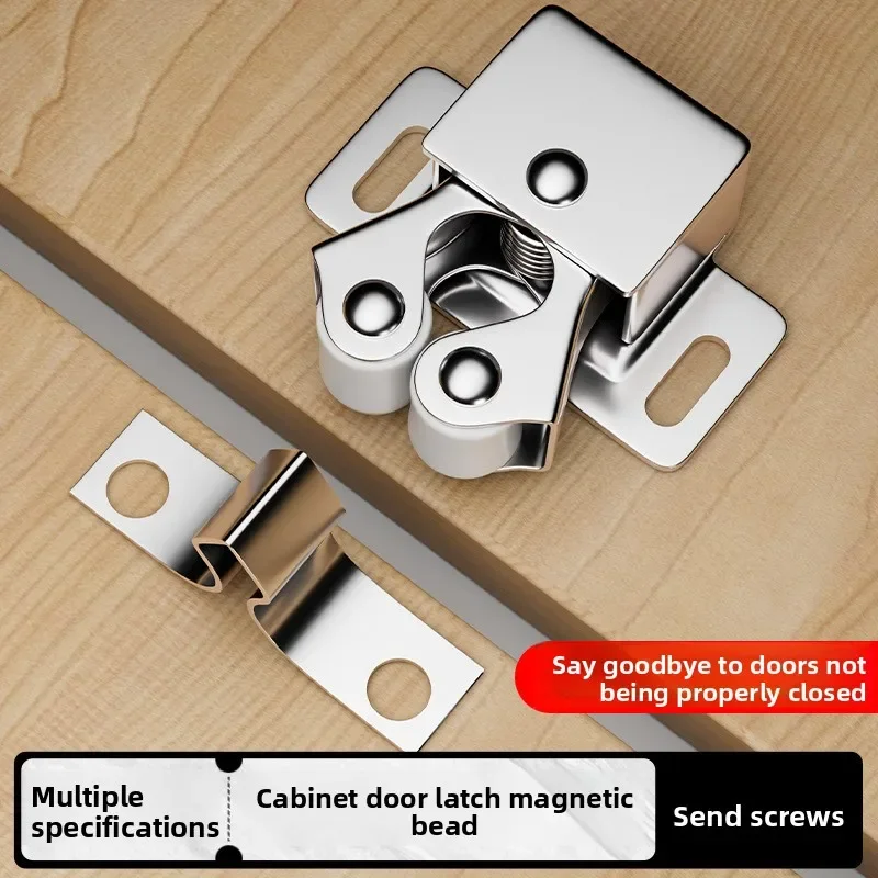 Stainless‑Steel Magnetic Cabinet Catch, Strong‑Force Snap‑on Door Suction Closer Hardware Accessory Wardrobe Cupboard