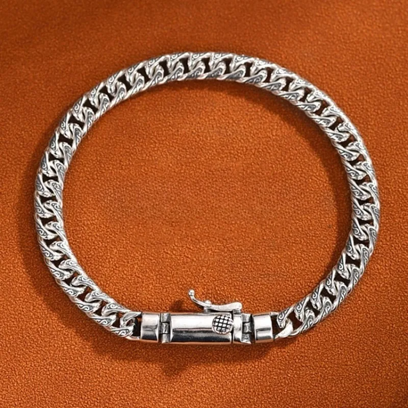 

S925 Sterling Silver Necklaces for Men Women New Men's Fashion Eternal Vine Flat Horsewhip-chain Argentum Bracelets