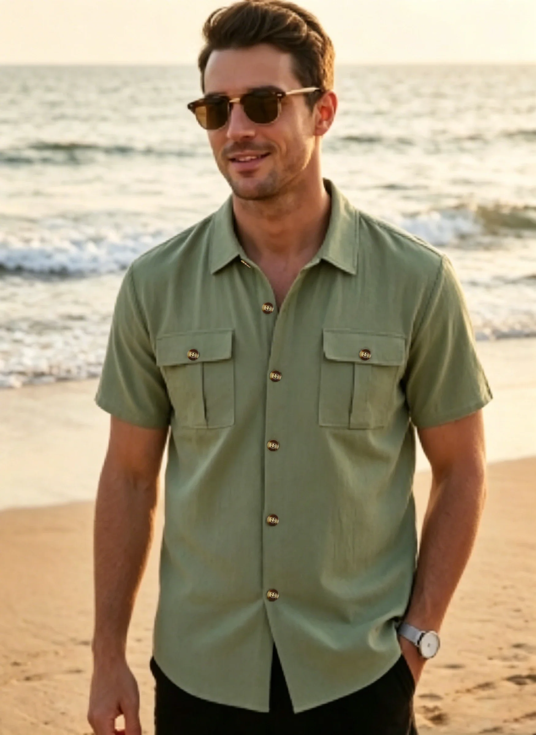 Cotton Linen Hot Sale Men Short-Sleeved Shirts Summer Solid Color Comfort Collar Casual Beach Style Plus SizeMale Shirts M-4XL
