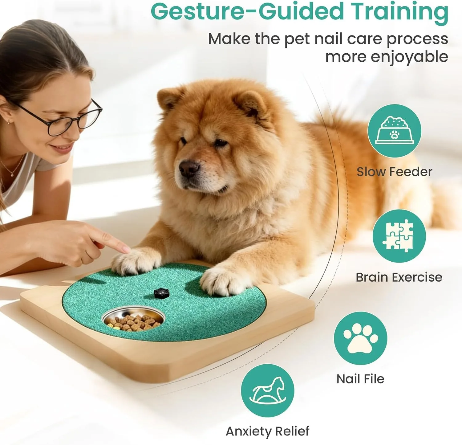 3-in-1 Wooden Dog Nail Scratch Board With Treat Box, Adjustable Interactive Dog Nail File Slow Feeder Puzzle Toy