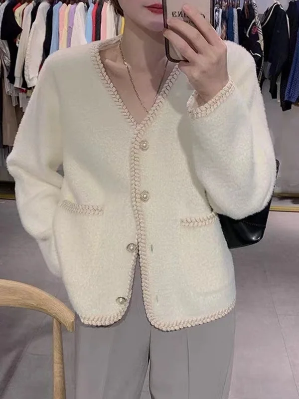 Col de couleur Pure, petite Fraance Jaet Street Sle, coupe ample, vêtements d'extérieur pour femmes, longue longueur Sve ort, bouton unique