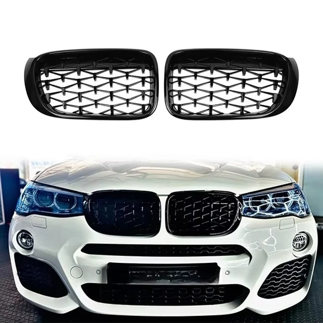 

LUMA 14-17 Diamond Chrome Black For BMW Accessories ABS Grill F25/F26 X3 X4 2014-2017 Front Bumper Grille