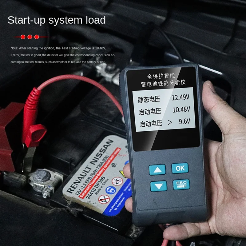 Rilevatore batteria ABJI 12V/24V Trasmissione vocale intelligente Rilevamento tensione resistenza interna multifunzione