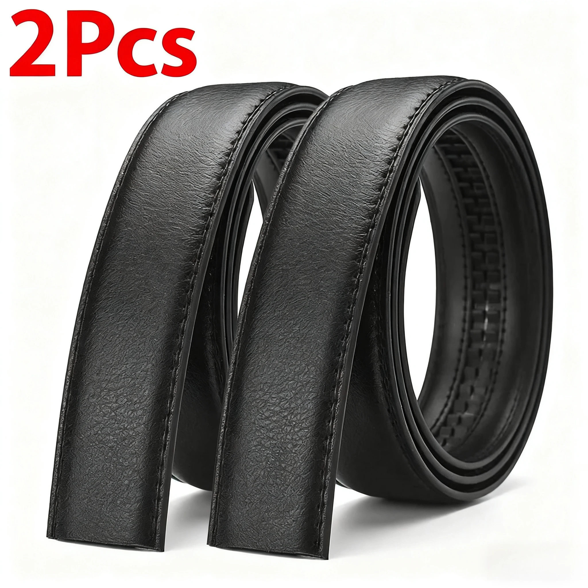 2 قطعة أسود لينة بولي Leather جلد الرجال أحزمة الجسم لا مشبك الأشرطة ل التلقائي مشبك حزام رجالي دون مشبك 3.5 سنتيمتر/1.37 بوصة العرض #1
