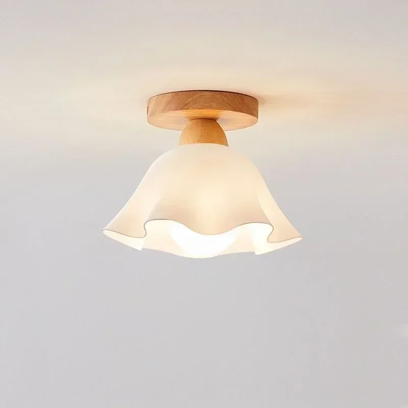 Nordic Log Ceiling Lamp Corridor Entrance Lamp Porch Cloakroom Bay Window Hall Balcony Japanese Wood Lamp