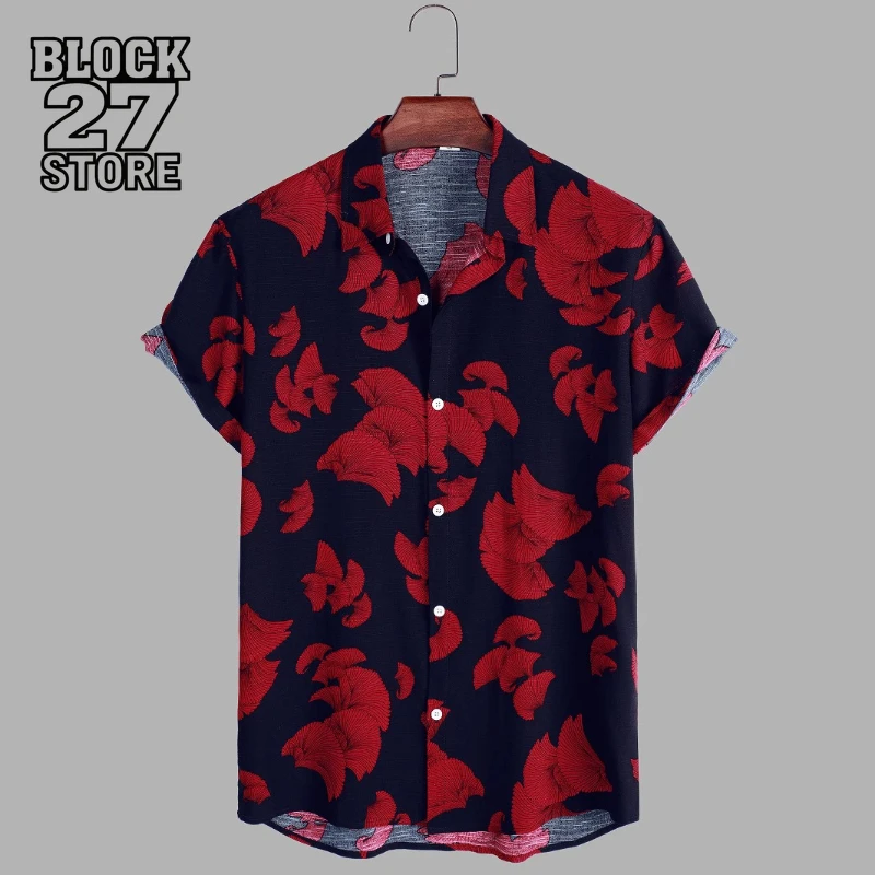 

Mens Shirt Harajuku Summer New Short Sleeve European Style Plus Size Loose Fit Lapel Printed Casual Streetwear Fashion Tops