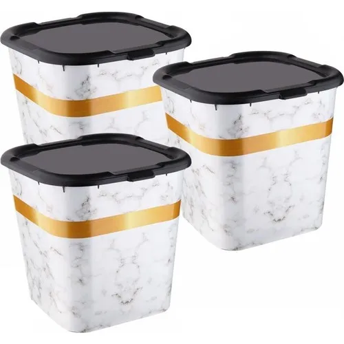 Prado With Decorative Cover Storage Box, Toy Box White 3 Pcs 14 l