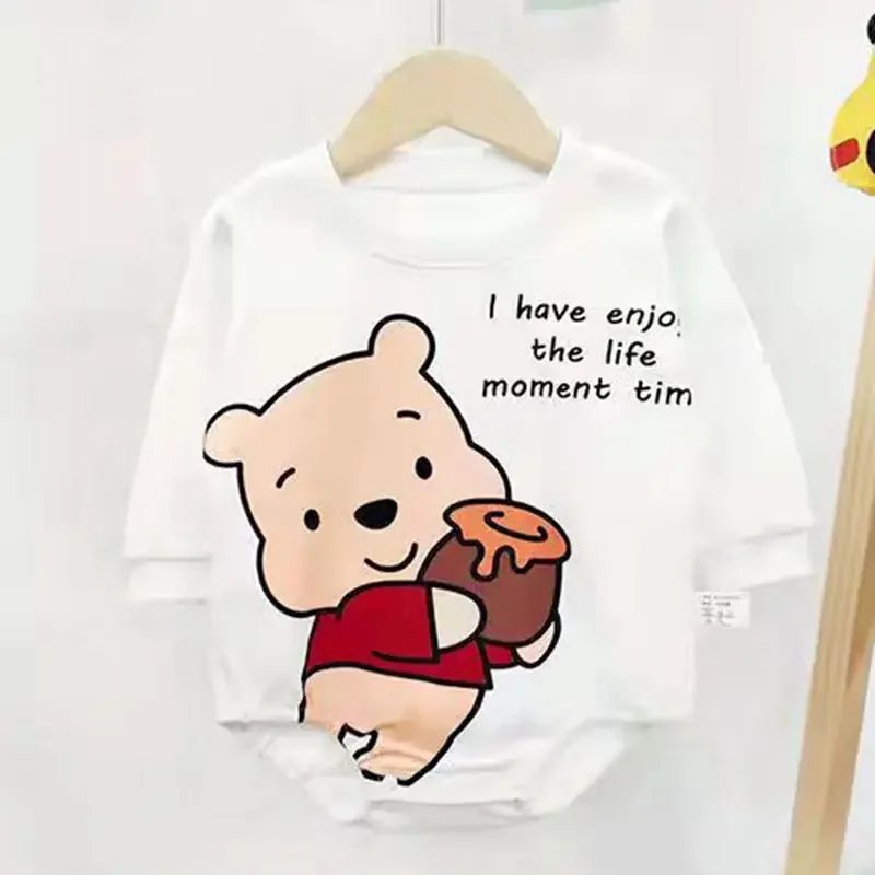 Spring Newborn Baby Boy Romper Cartoon Mickey StellaLou Pooh Print Infant Girl Jumpsuit Cotton Bodysuit Kid Outfit Clothes 0-36M