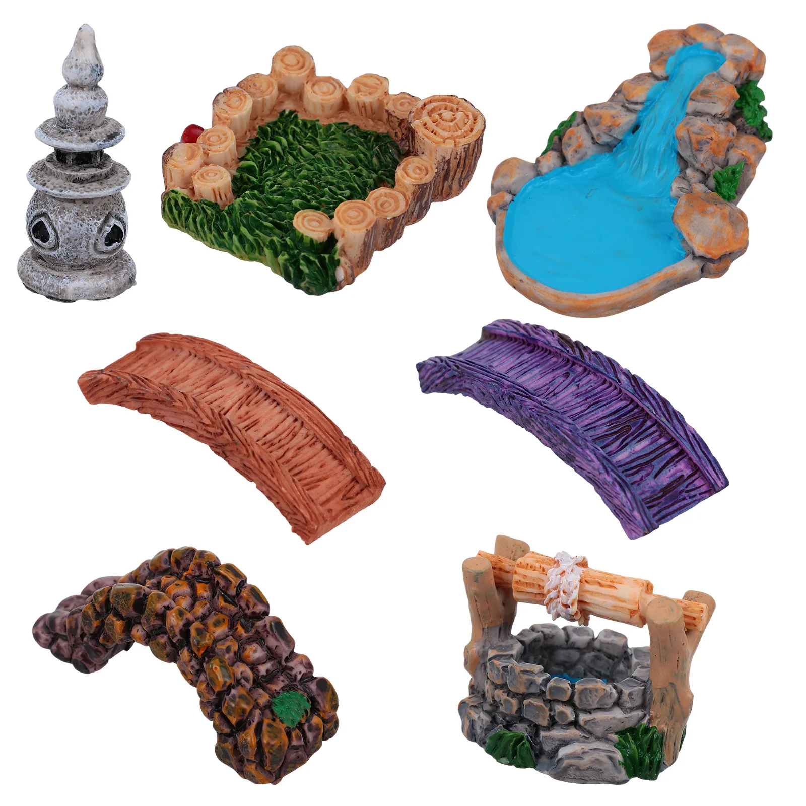 

8Pcs Resin Scenery Decor Micro Resin Statue DIY Art Crafts Home Decor Gift for Kids Friends Families Birthday Christmas Newyear