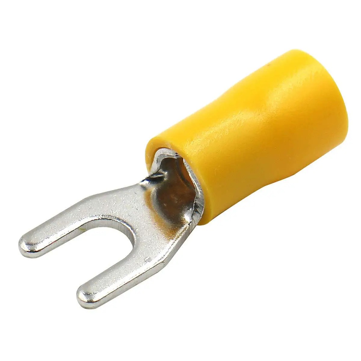 100Pcs Yellow SV Pre-insulated Spade Terminals PVC Sheath Copper Wire Connectors Crimp Cable Lugs