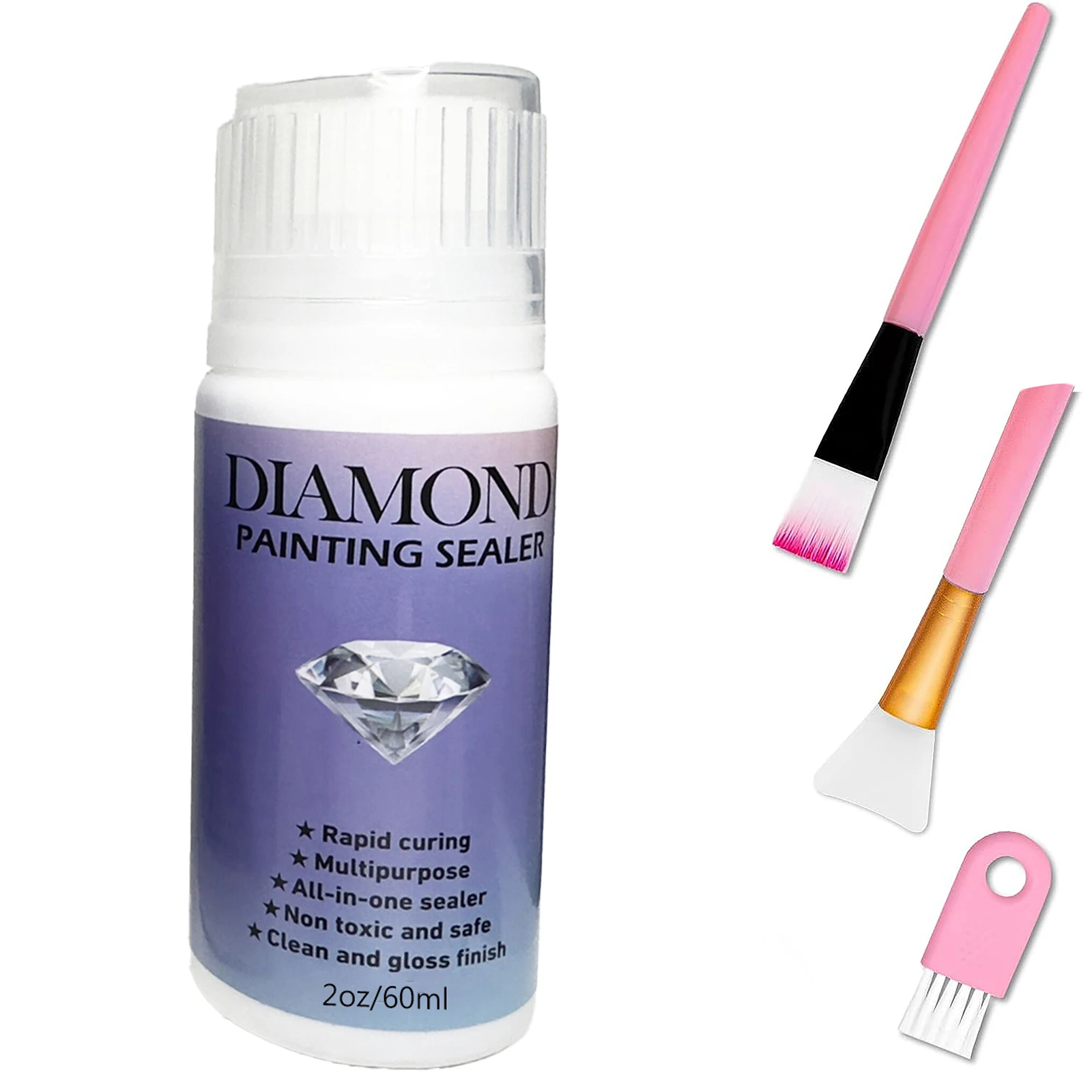 60 ML/120 ML/200 ML Diamant Schilderij Sealer met 3 Stuks Borstels Diamant Schilderij Lijm Permanente Hold & glans Effect Sealer Puzzel