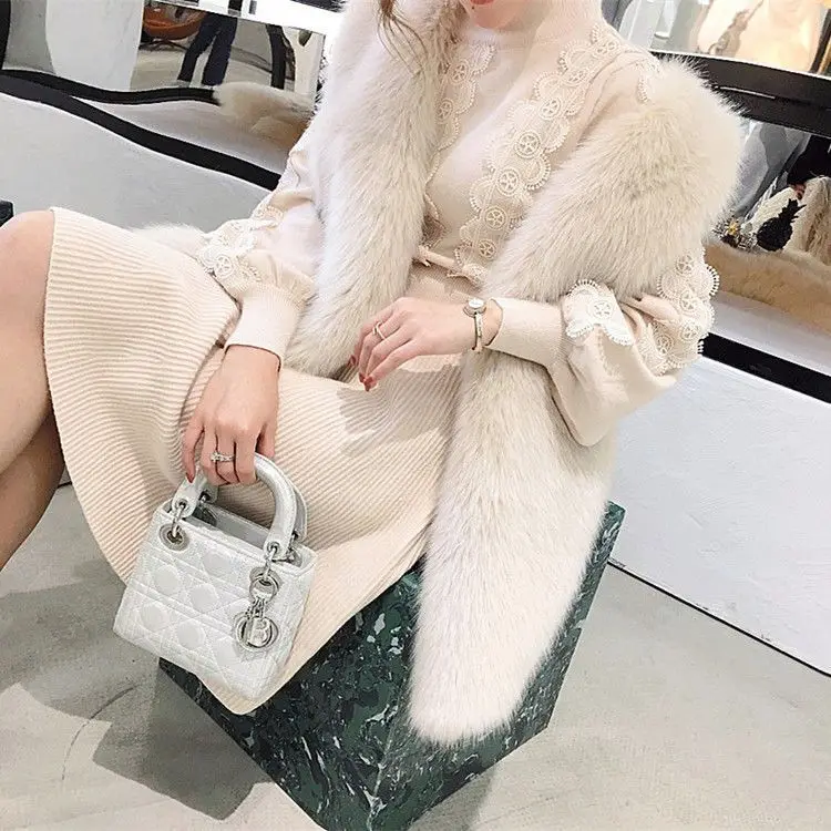 Women\'s Winter Fur Coats 2024 New Open Stitch ry Faux Hair of Environmental Protection Chic and Elegant Vest T235