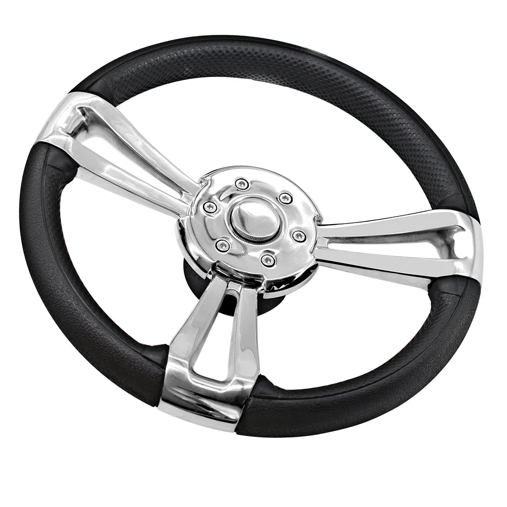 

New Style Stainless Steel Marine Steering Wheel With Black PU Foam 13.5 Inch Wheel