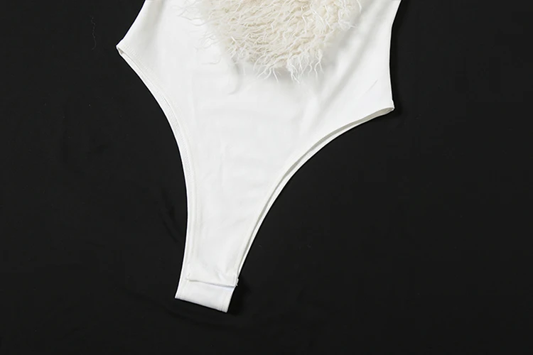 Weird Puss Bodysuit mit Kunstpelzkragen für Damen, tiefem V-Ausschnitt, Neckholder, rückenfrei, ärmellos, figurbetont, sexy, Hottie, Midnight High Street Outfit – Detail 9
