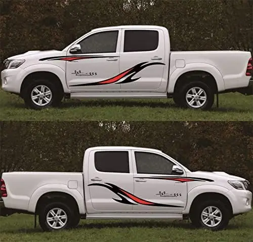 

Black & Red Stripe Decals - Car SUV Side Body Decoration Graphic Vinyl Sticker Kit