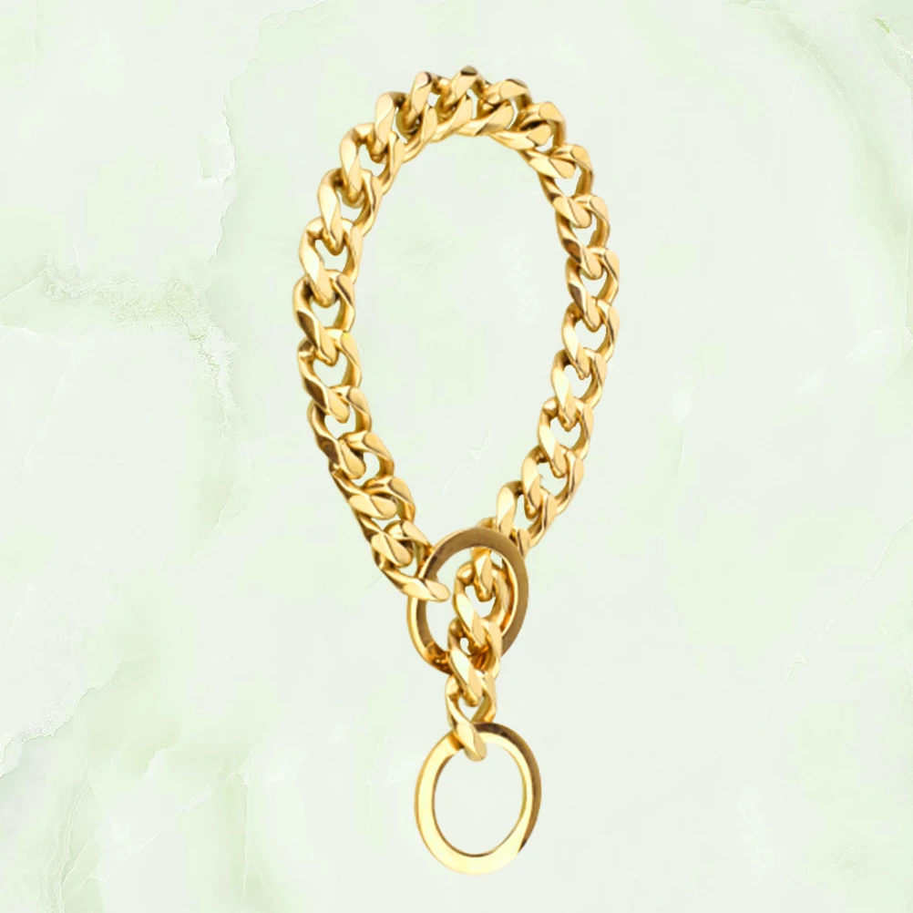 

1pc Pet For Large Dogs Stainless Steel Chain Dog Training Choker Collar Heavy Duty Rose Gold Plated 16Inch Non Tarnish Rust