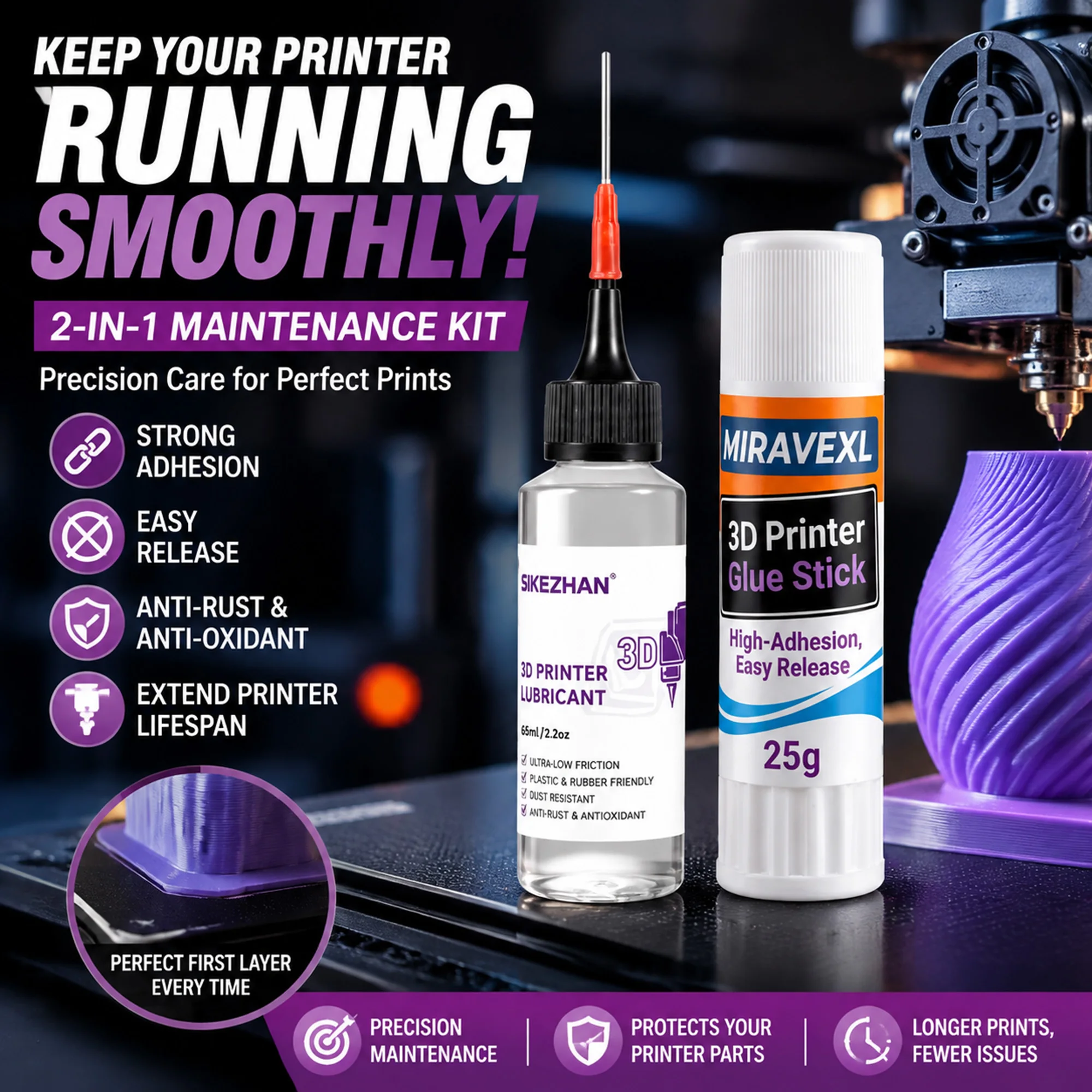 3D Printing Glue Stick - 3D Printer Maintenance Kit 65ml Lubricant