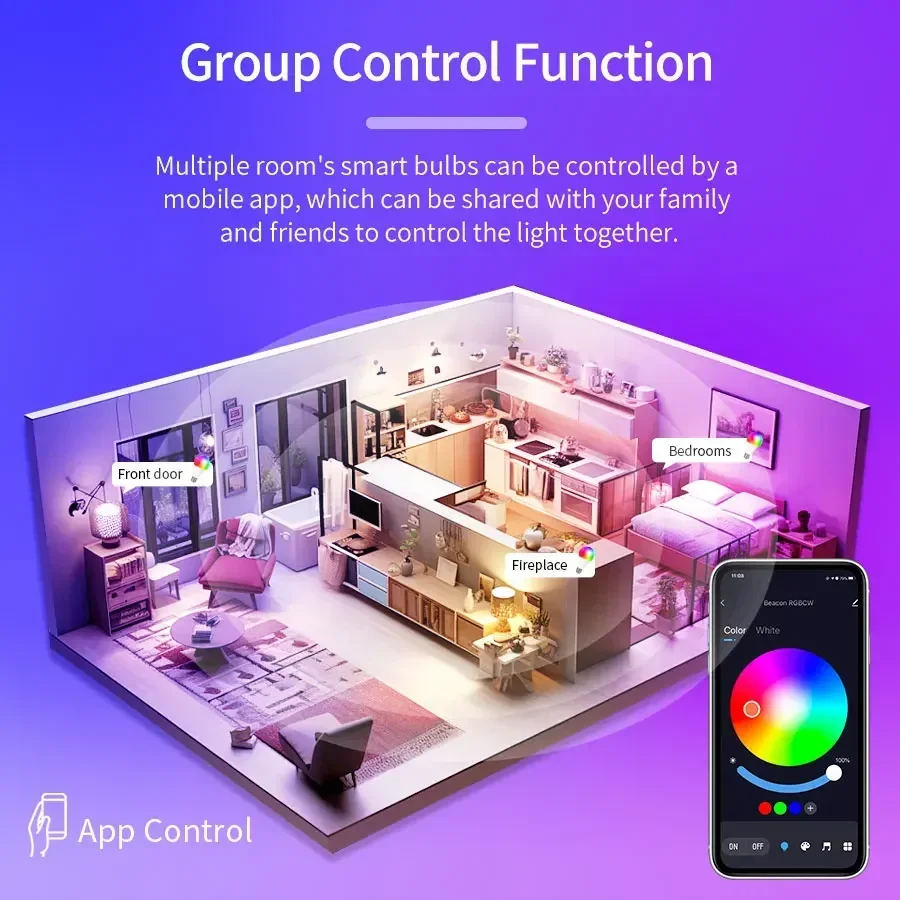Tuya E27 Lampadine a Led Bluetooth Lampadina Intelligente 220V 110V 9W RGB Lampada a Led Dimmerabile Vita Intelligente App di Controllo per l'arredamento della camera da letto