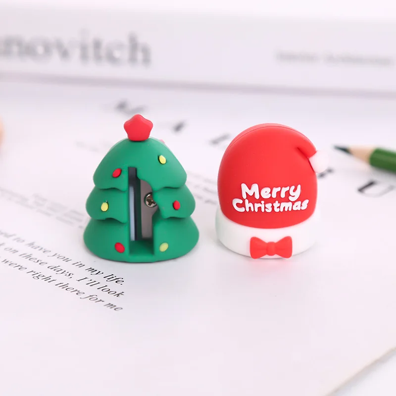 2026 عام عيد الميلاد براية أقلام لطيف دليل صغير لينة المطاط براية أقلام شجرة عيد الميلاد الإبداعية براية أقلام