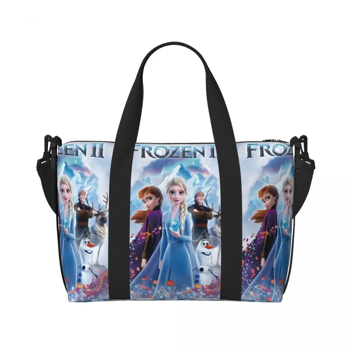 

Custom Frozen Fashion Film Tote Bag Women Large Capacity Elsa&Anna Beach Gym Shoulder Travel Bag