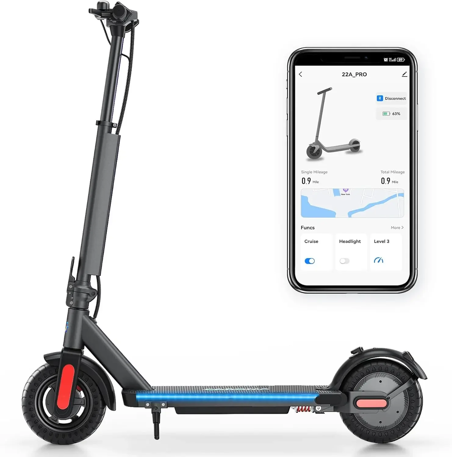 Electric Scooter, 20-25 Miles Range & 20 MPH Speed, 500W Cruise Control Electric Scooter Adults, 9/10