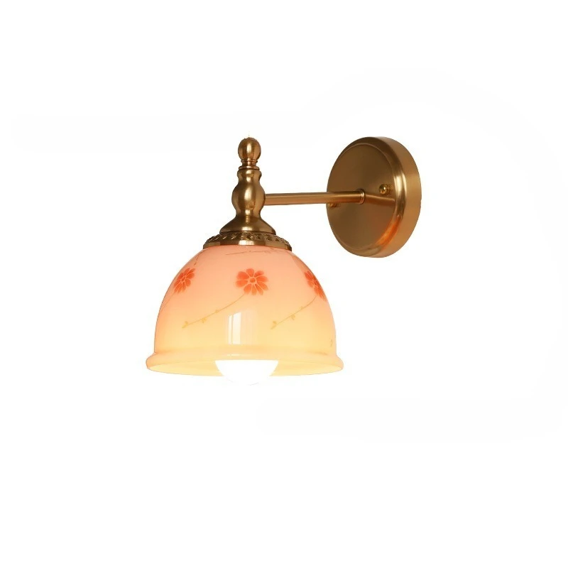 

French girl heart bedside wall lamp cream flower living room bedroom warm romantic retro lamps