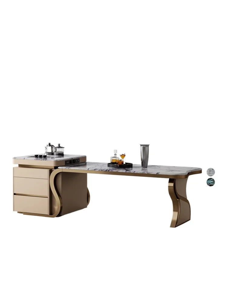 Light luxury marble island dining table integrated household with sink open kitchen guide table