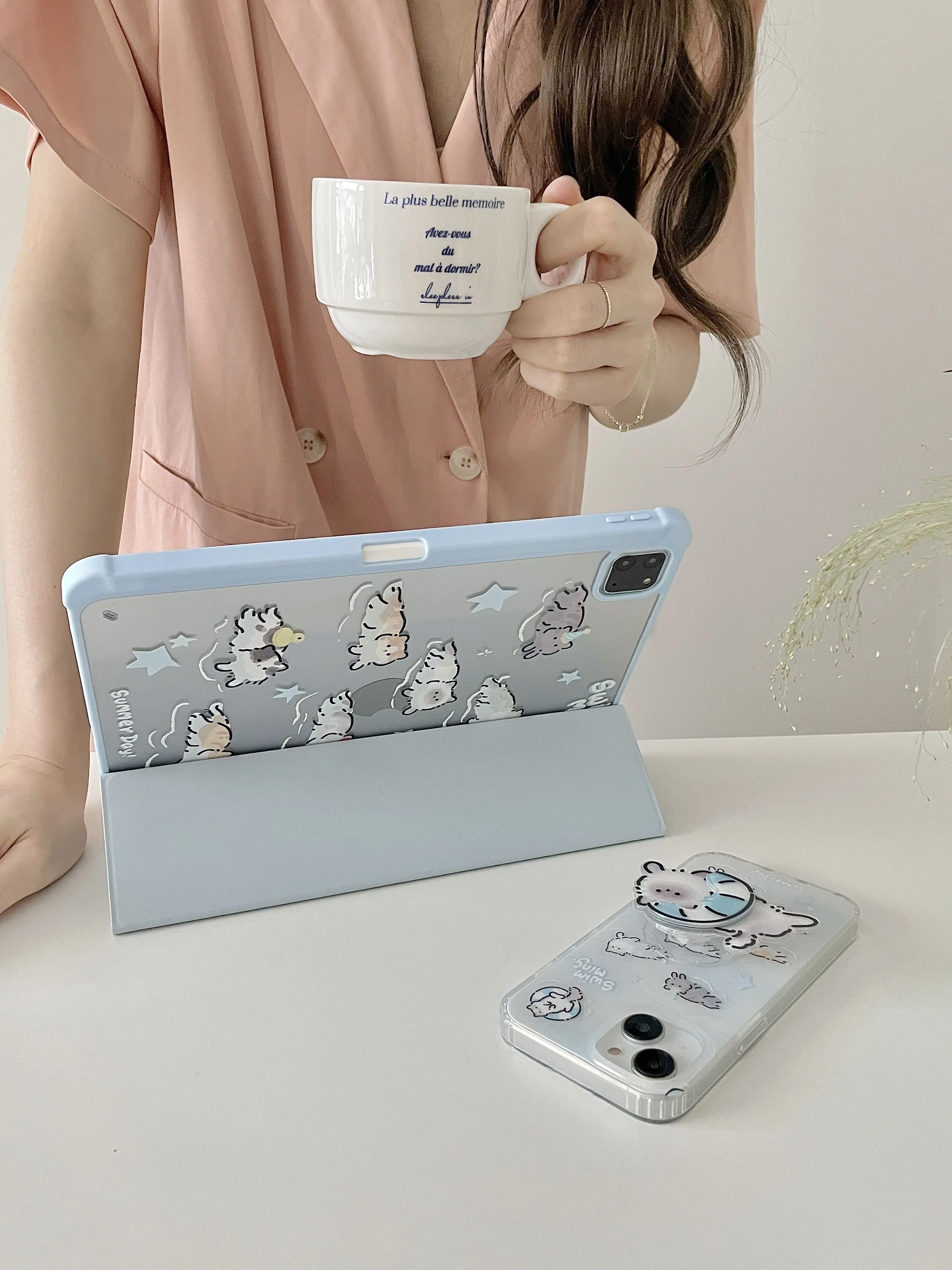 Cute Swimming Cat Case for 2022 New IPad 10th 10.9 iPad Pro 11 12.9 10.5 9.7 Air 5 4 10.9 Mini6 Cover with Pencil Slot Holder