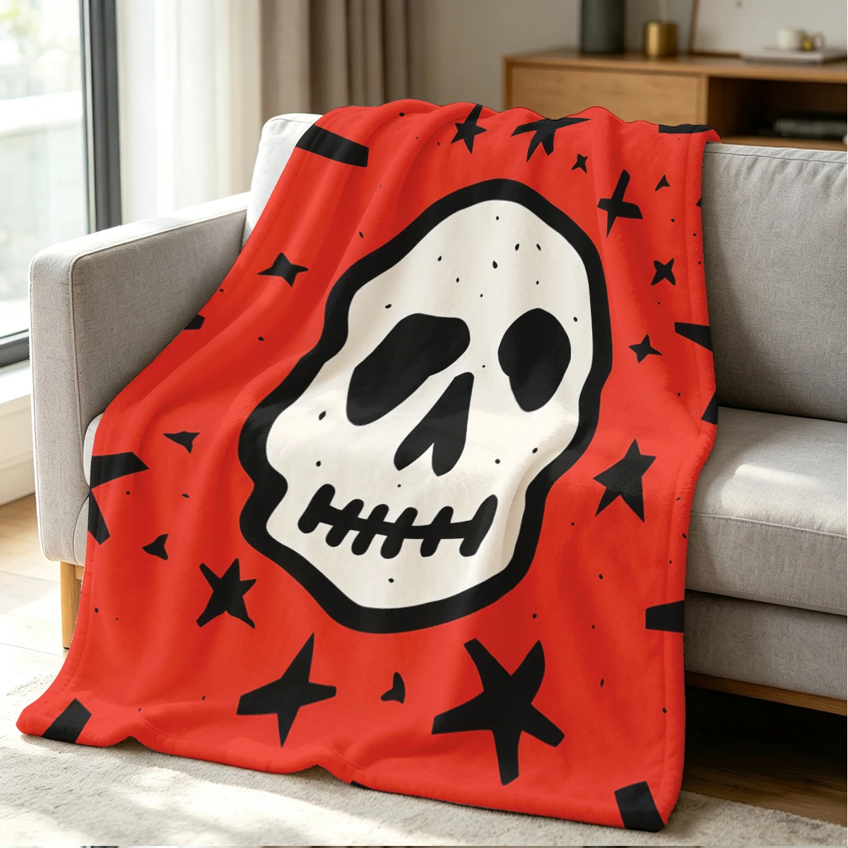 Skull Spark Blanket Soft Cozy Throw for Sofa Bed Festive Holiday Decor Gift for Kids and Adults,Lightweight and Warm