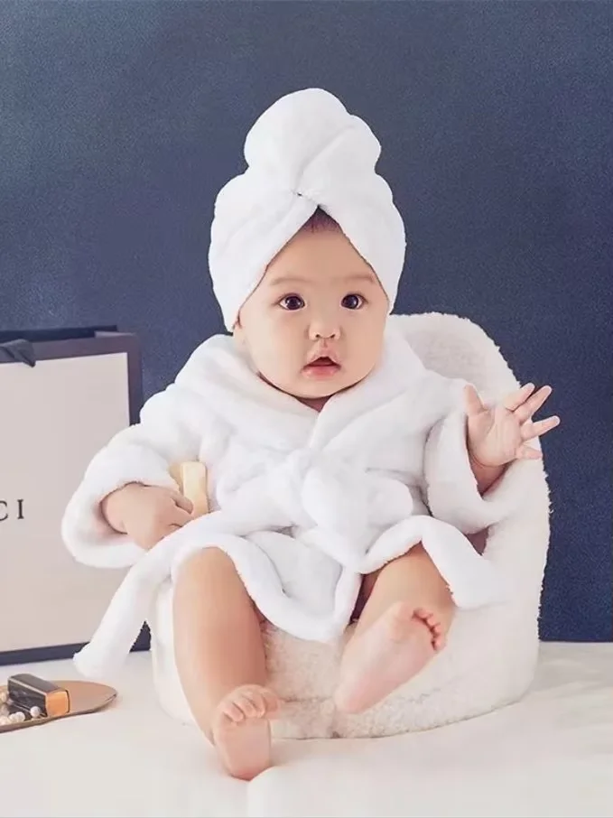 Photography Newborn Photography Bathrobe Baby Bath Pajamas Photo Studio Photography Clothing Baby Thick Coral Velvet Bathrobe