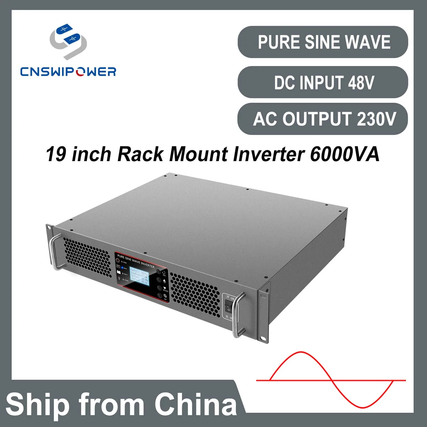 6000VA 48V to 230V Pure Sine Wave Compact Rack-Mount Solar Inverter for Home & Industrial Use