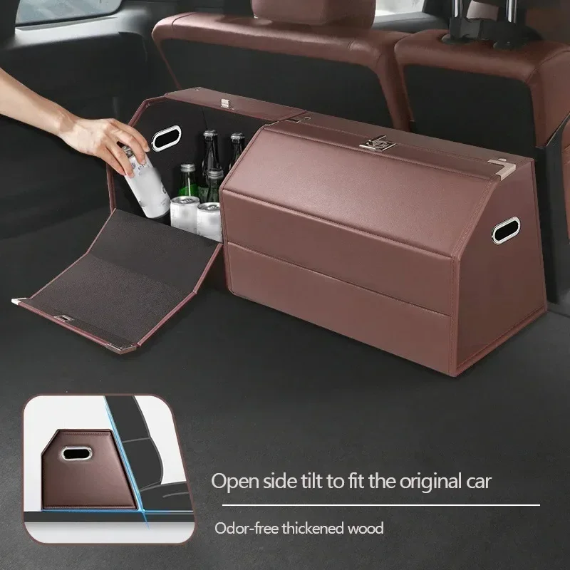 Foldable Leather Trunk Storage Box Auto Trunk Organizer Car Supplies Multifunctional Car Boot Organizer Car Trunk Box Organizers