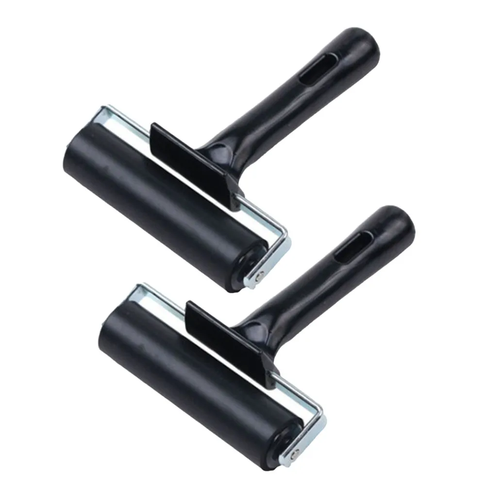 Printing Tool Rubber Roller Home Decor Paper Crafts Scrapbooking 10cm 2pcs Black Construction For Art Print Ink