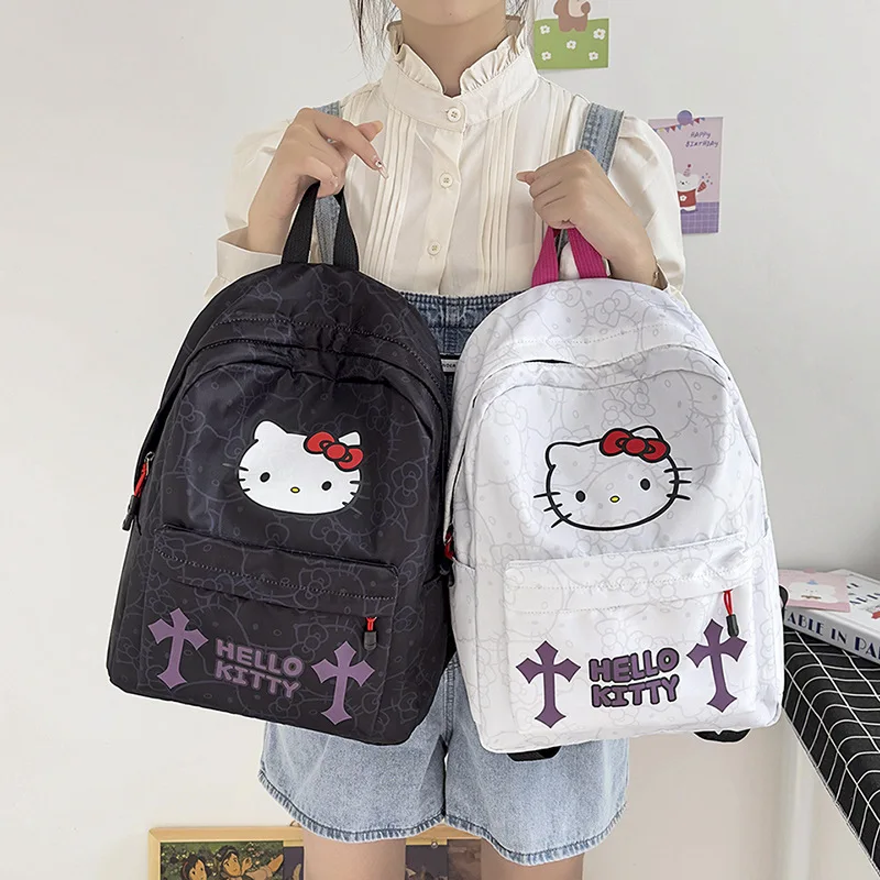 

Новый рюкзак Hellokitty Sanrio для девочек с героями мультфильмов, аниме, студенческий школьный рюкзак, милый модный рюкзак большой вместимости в стиле досуга