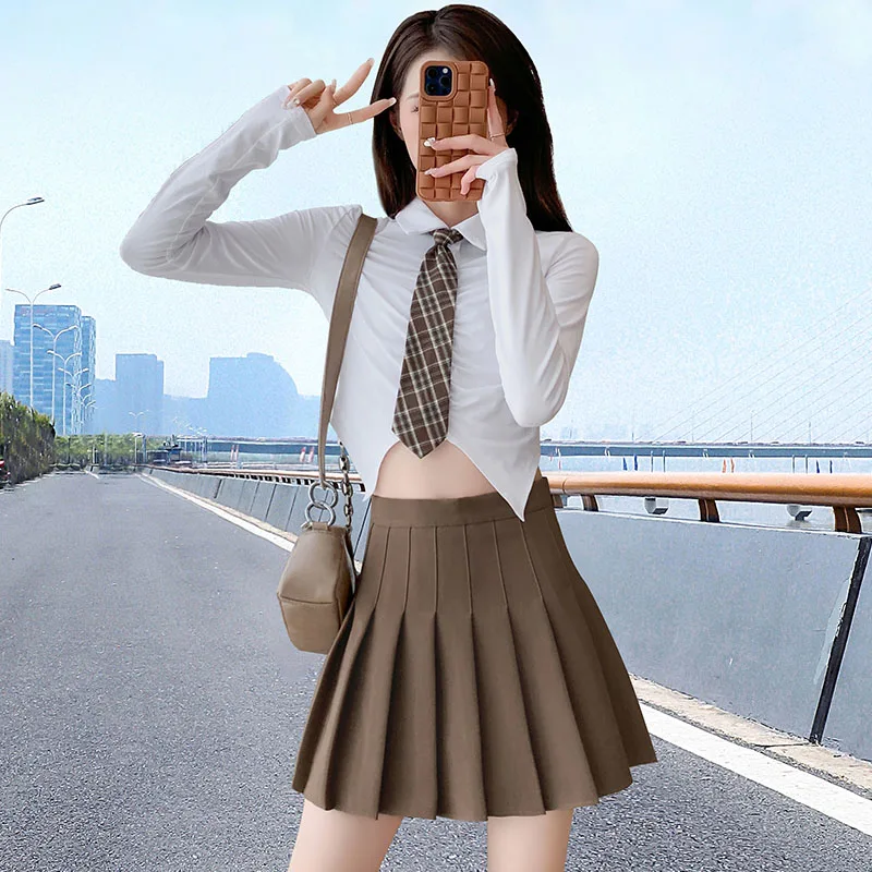 Summer Women'S Fashion Versatile Commuting Half Length Short Skirt Spring Autumn Student New High Waist Slimming Pleated Skirt