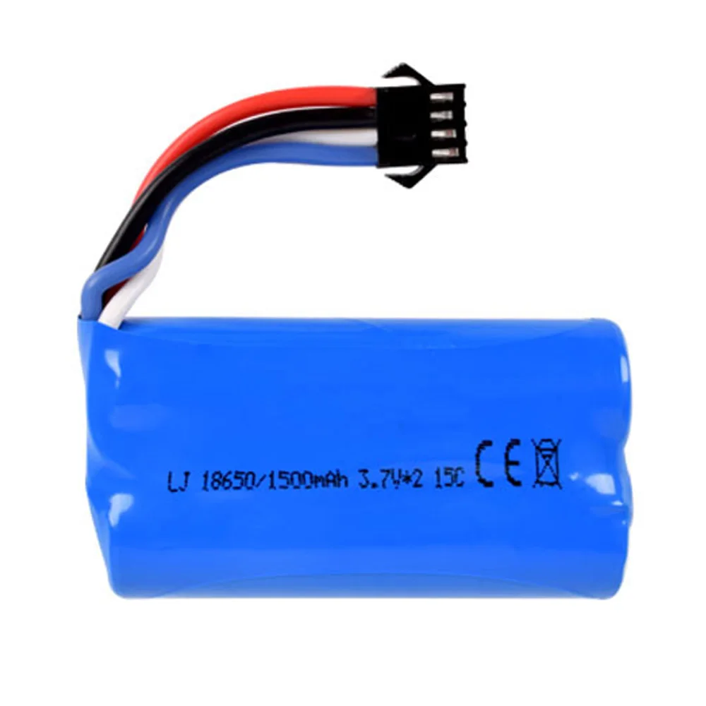 7.4V 1500mAh 15C 18650 akumulator litowo-jonowy SM-4P wtyczka dla RC HQ961 962 UD1902 1002 zabawki samochody łodzie model baterii 3.7V * 2 2S dla HQ