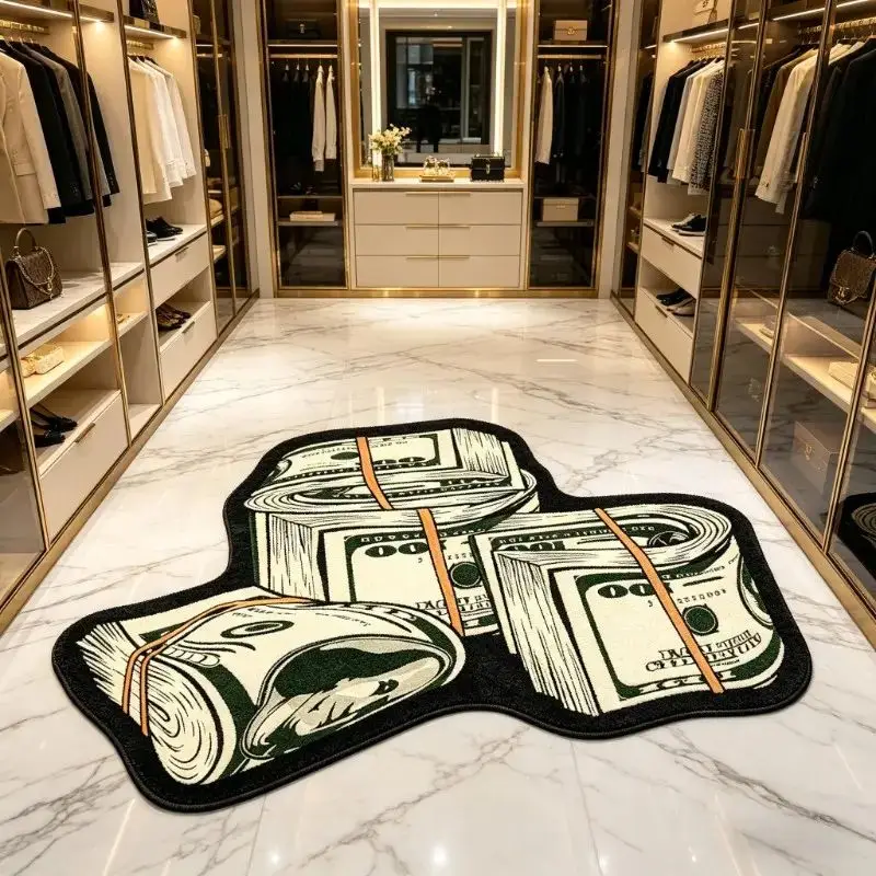 VIKAMA Money Bundles Novelty Rug for Living Room Floor Carpet Mat Cute Soft Cozy Aesthetic Snug Washable Home Decor