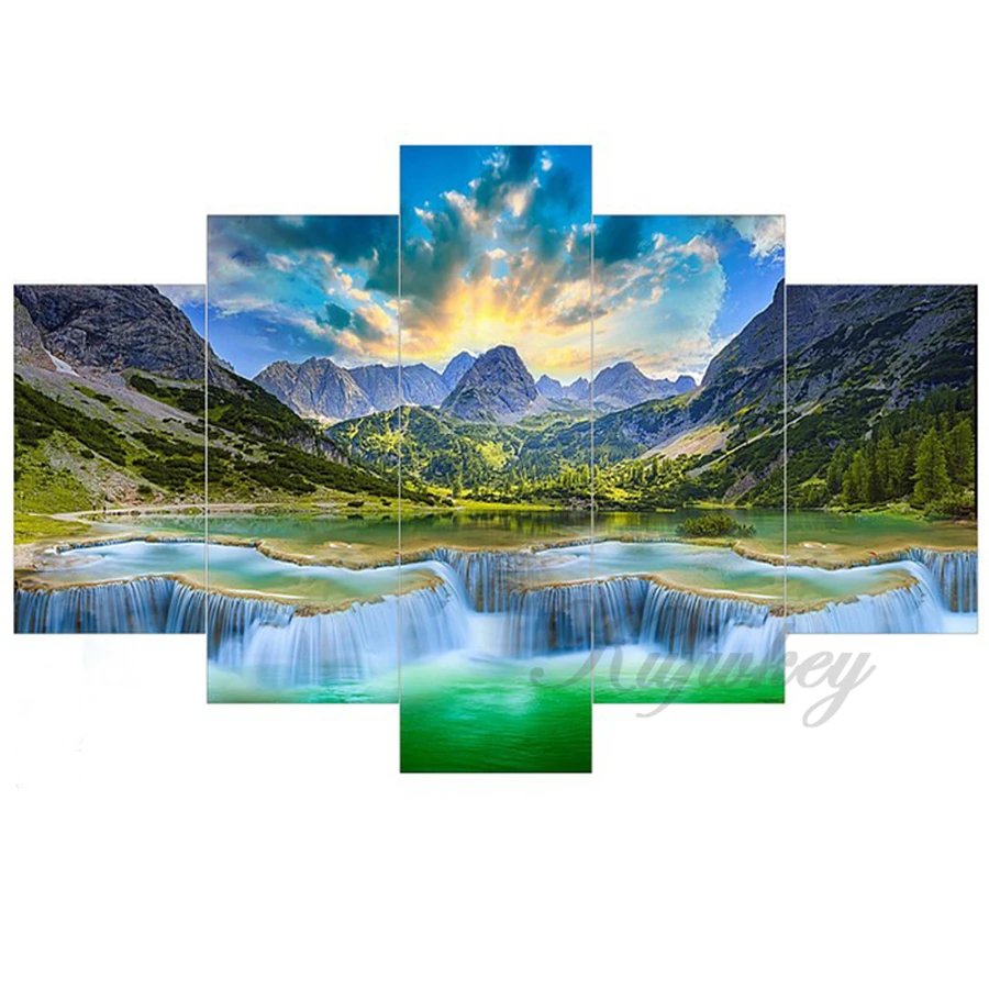 

DIY 5D Diamond Painting 5Pcs Landscape Series Full Drill Square Embroidery Mosaic Art Picture Of Rhinestones Home Decor Gifts