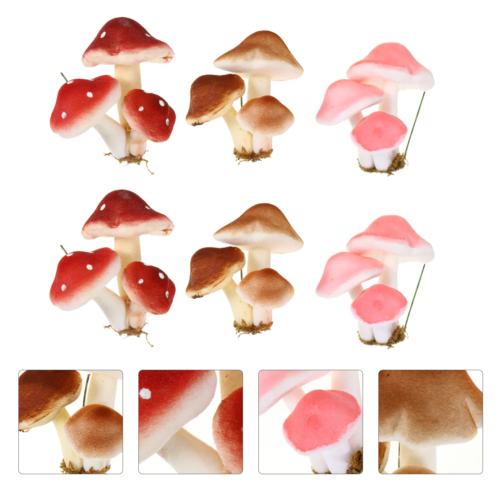 6 Pcs Simulated Mushroom Decorative Mushrooms Artificial Plants Indoor Froth Landscape Mini Miniature Ornaments