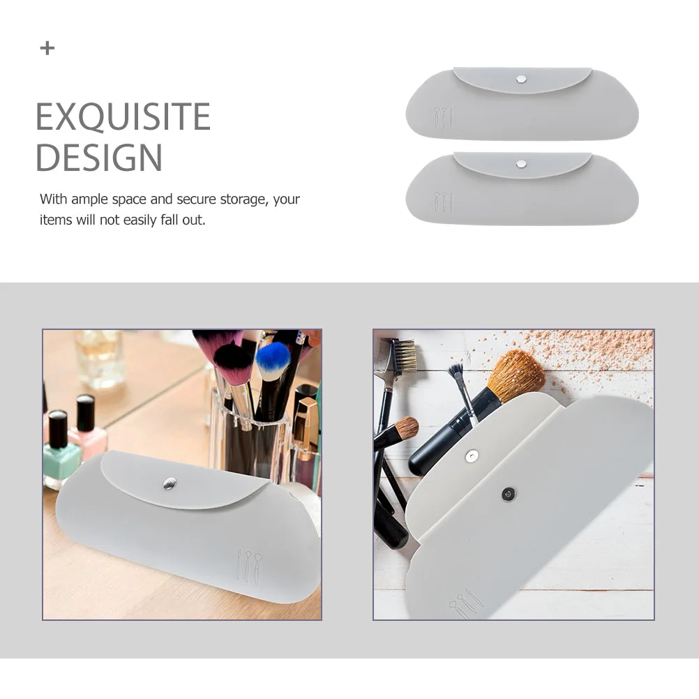 

2pcs Silicone Makeup Brush Bag Travel Pouch Women Portable Brush Case Lipstick Organizer Case For Travel Daily Gift