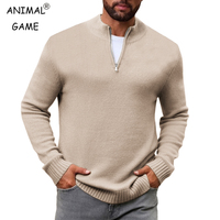 Men's Quarter Zip Sweater Knit Sweater Mock Neck Polo Sweater Casual Pullover Sweate Winter Warm Long Sleeve Polo Sweaters