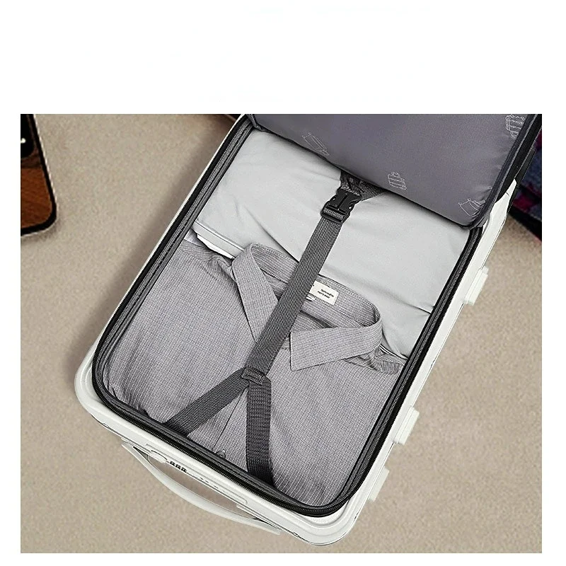 Travel Luggage with Wheels Front open Rolling Luggage Password Travel Suitcase Bag Fashion USB Interface Trolley Luggage