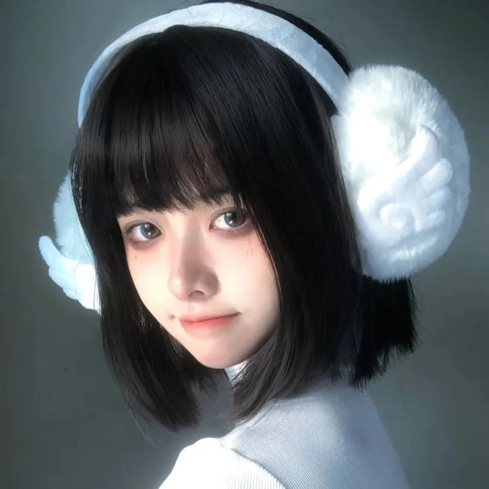 Harajuku Style Warm Earmuffs Soft Cold-proof Outdoor Earflap Protection Ear Cover Portable Foldable Angel Wing Earmuffs