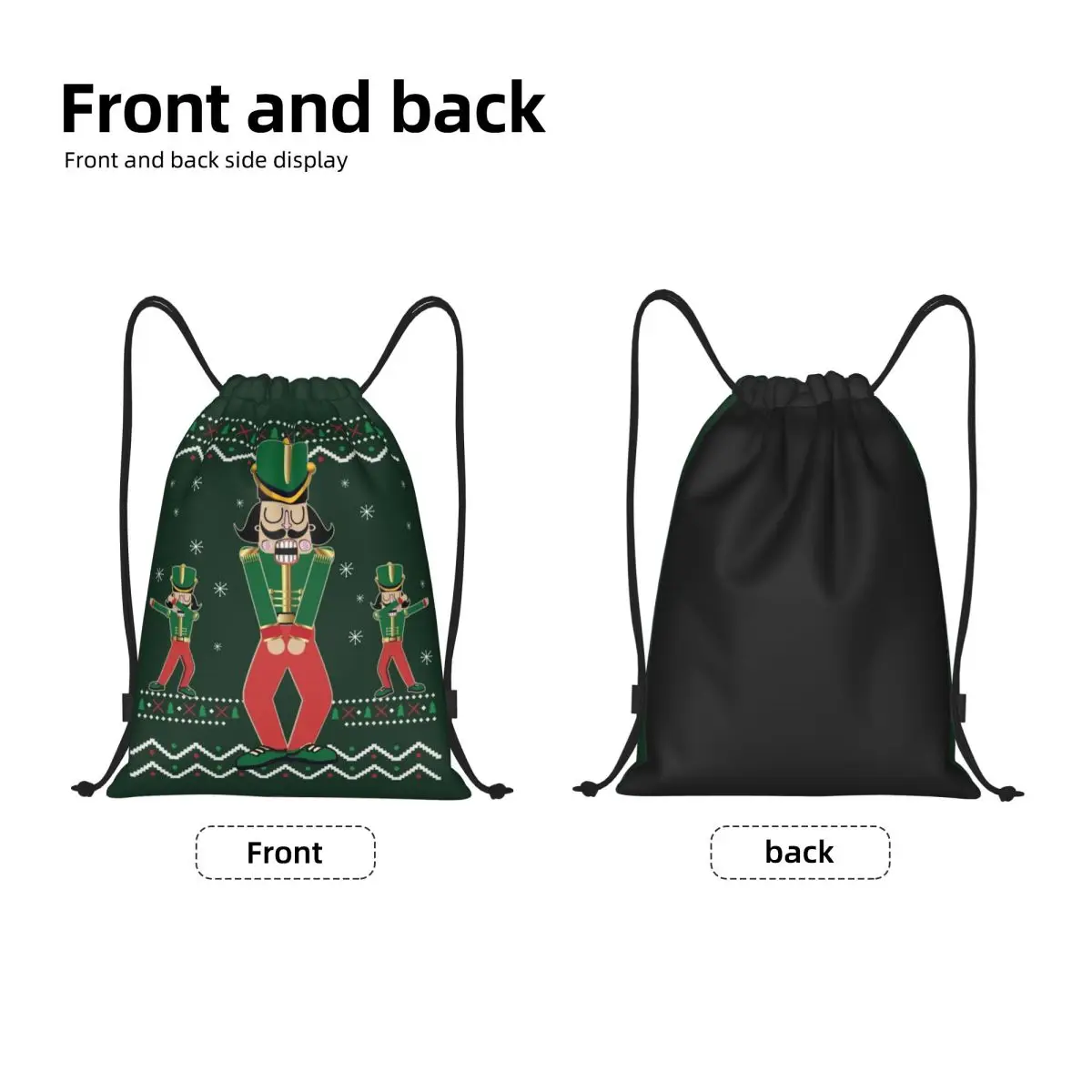 Custom Christmas Nutcracker Dabbing Drawstring Bags Portable Sports Gym Sackpack Nutcrackers Cartoon Soldier Training Backpacks